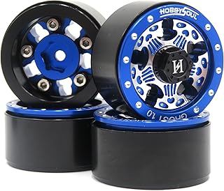 hobbysoul Heavy 1.0 Beadlock Wheels Weight 20g/Rim Blue Silver Rims for 1:24 RC Crawler Axial SCX24 / Traxxas 1/18 TRX4M Bronco, (4-Pack)