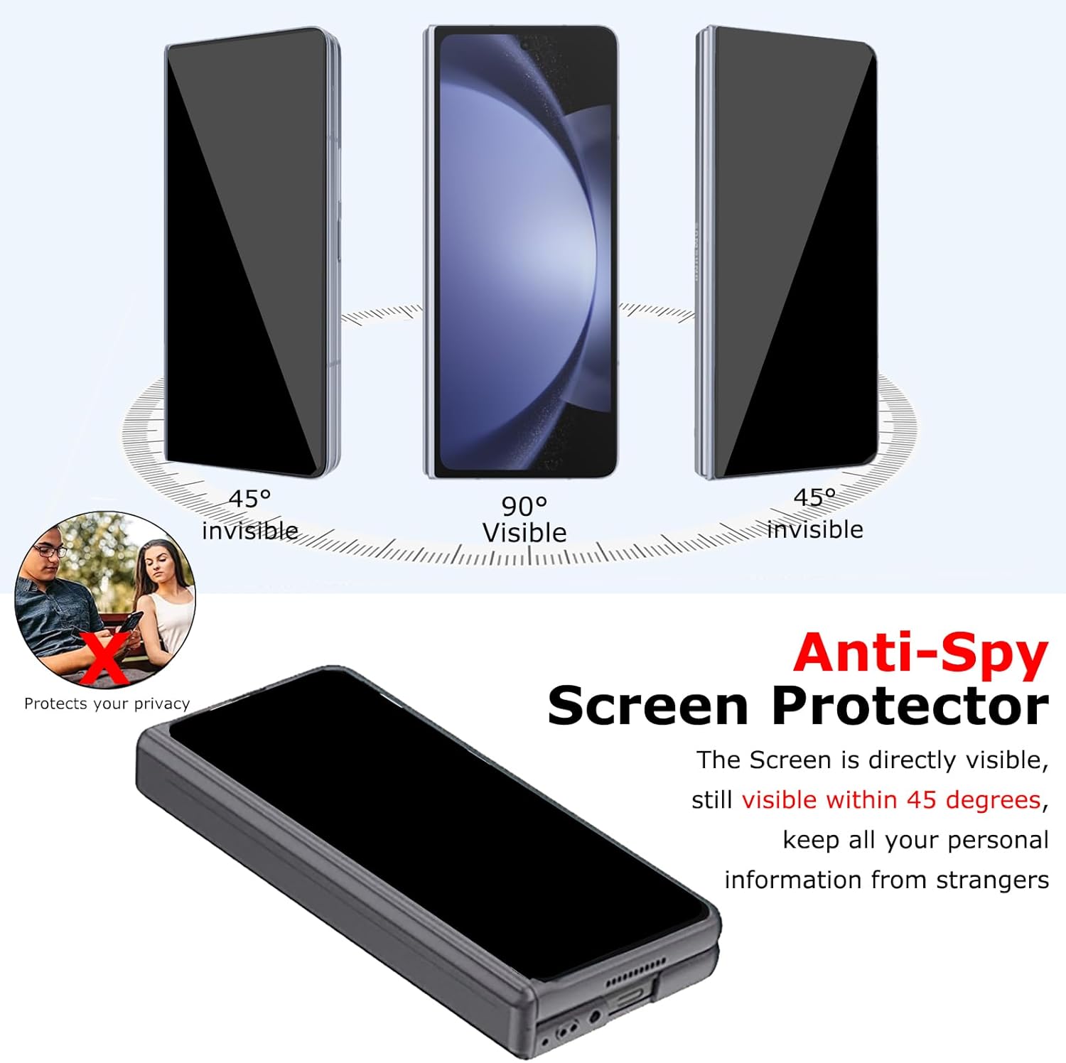 for Samsung Galaxy Z Fold 4 Case with Privacy Screen Protector, Fold4 Anti-Spy Phone Case with S Pen Holder & Stylus Kickstand Hinge Protection Privacy Protective Cover for Z Fold 4 Grey