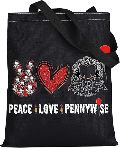 LEVLO Bolsa de maquillaje cosmética de payasos para fanáticos de la película, regalo de paz, amor, película, maquillaje, cremallera, bolsa de regalo