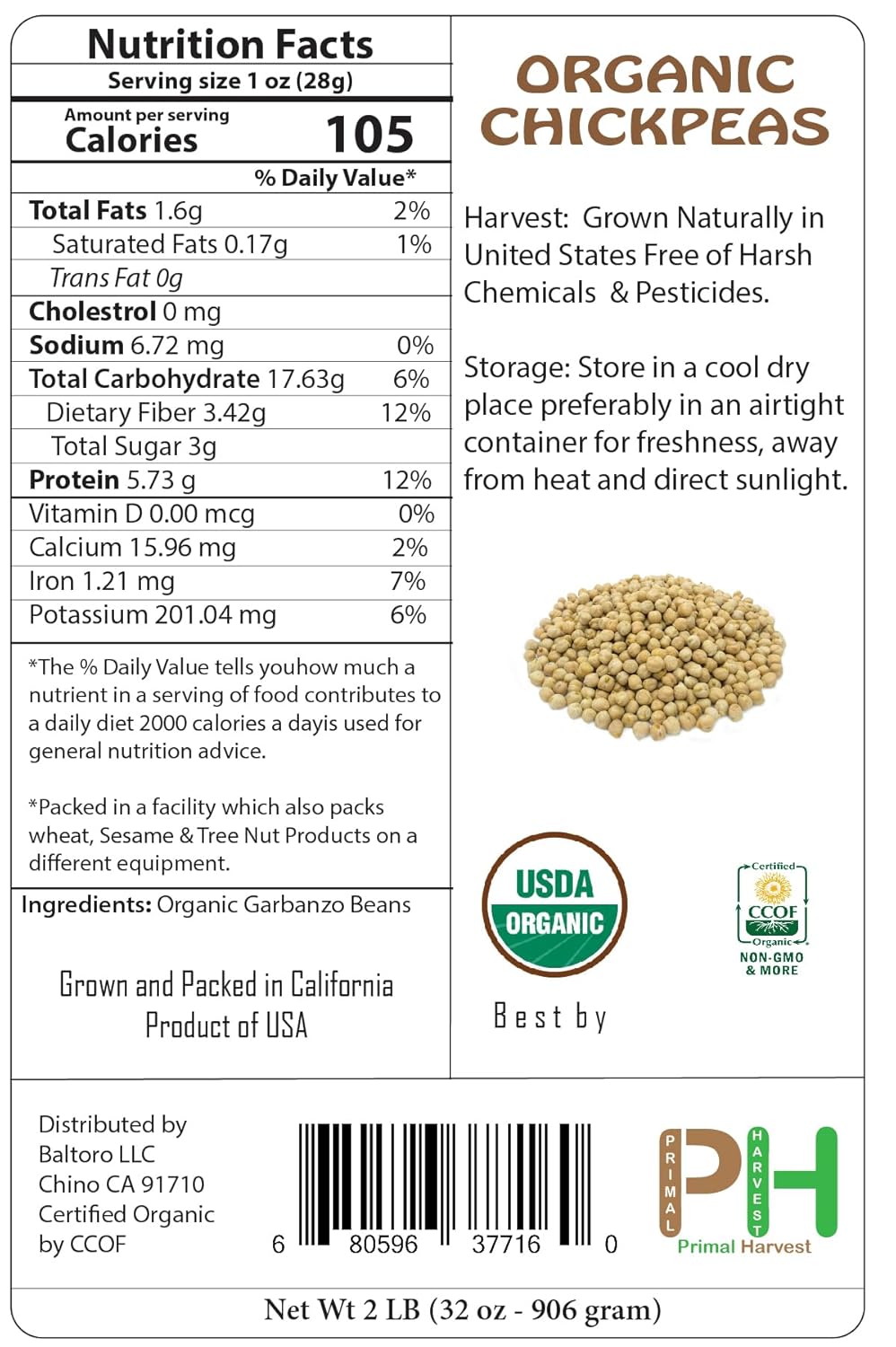 Organic Garbanzo Beans (ChickPeas)-Raw/Non-GMO/Kosher Sproutable Low Sodium Bulk Vegan Dietary Fiber (9LB)