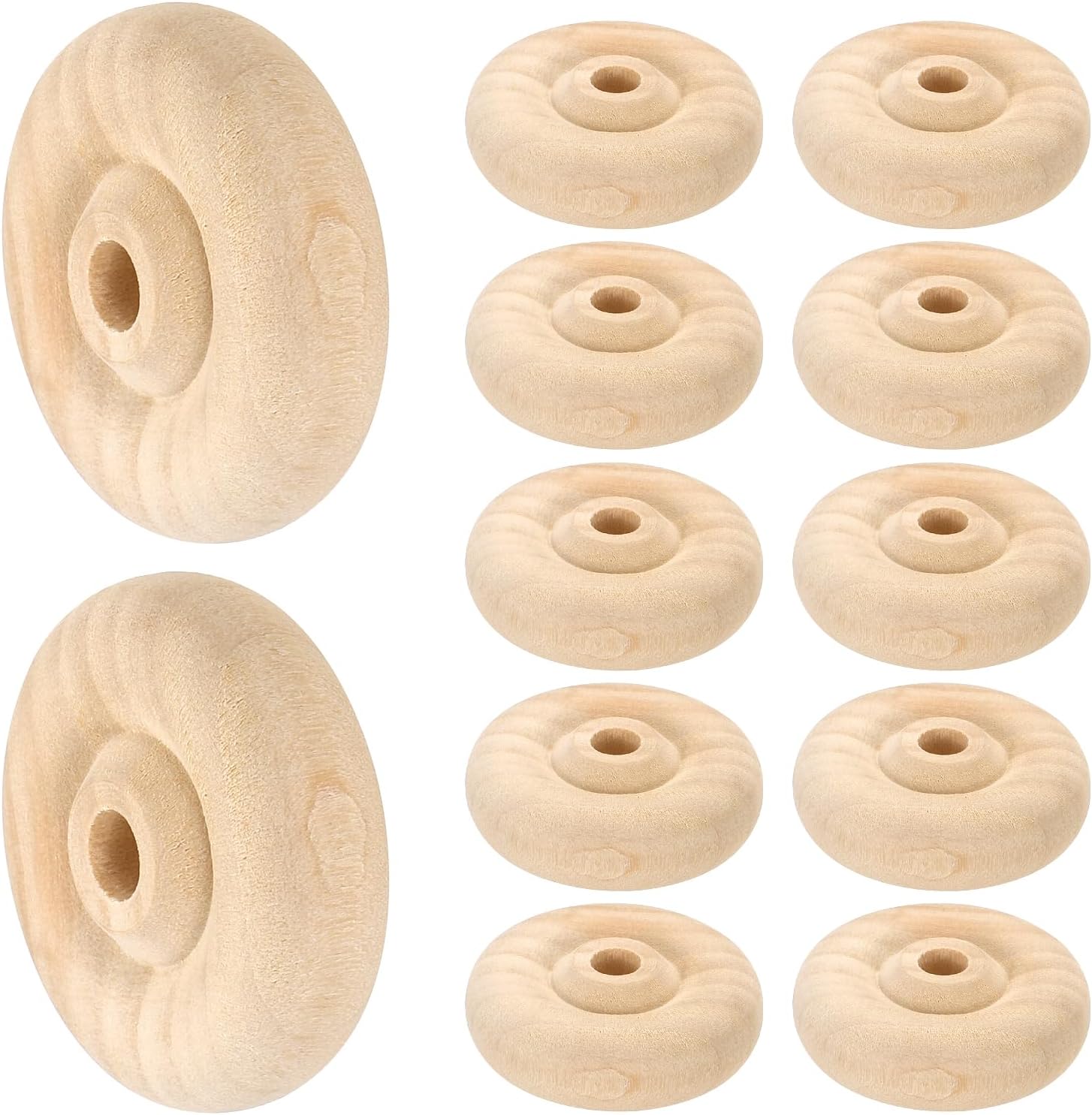 MECCANIXITY Slab Wooden Wheels 2" Dia. 5/8" Thick 1/4" Hole, Flat Unfinished Wood Wheel for DIY Model Cars Trucks, 12pcs