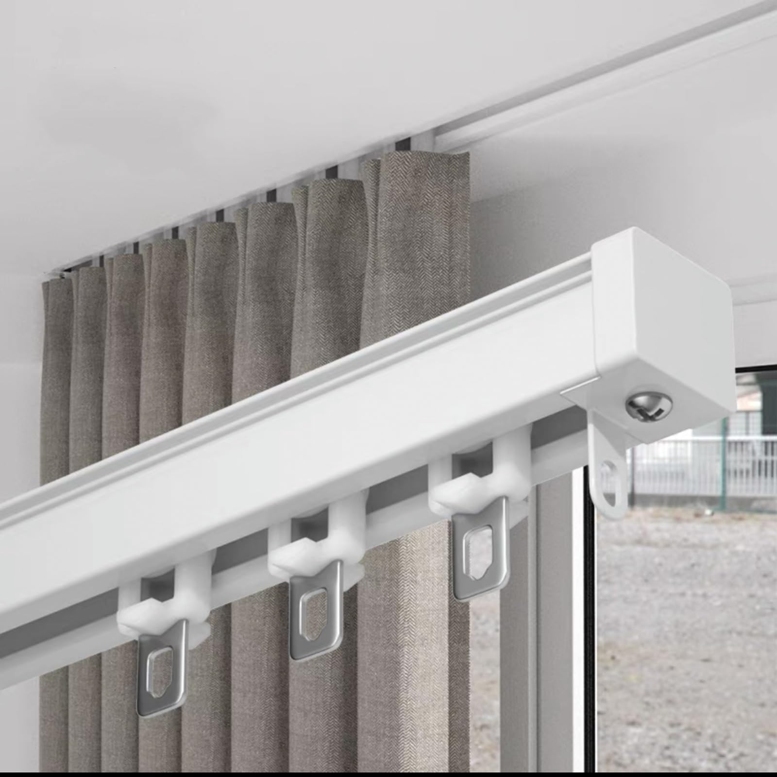 Rail De Rideau Plafond Aluminium 150cm Noir - Avec Rail Muet, Pour Séparateur De Pièce, Salon, Douche, Facile à Installer