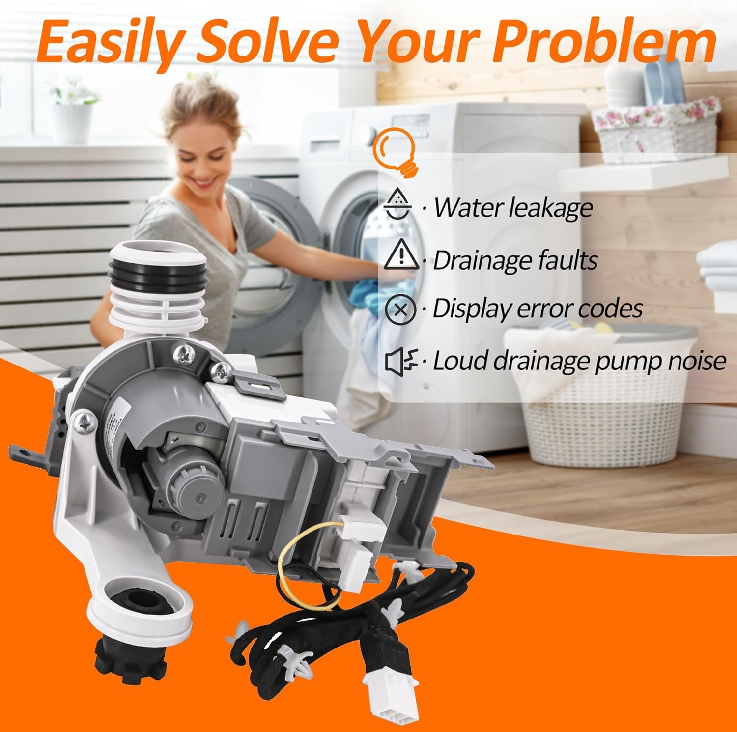 WA52M8650AV/A4 WA52M7750AW/A4 WA45M3100AW/A4 WA44A3405AW WA40A3005AW WA41A3000AW WA44A3205AW Washer Drain Pump Fit for Sam-sung Washers WA40 WA41 WA44 WA45 WA46 WA47 WA50 WA52 Series
