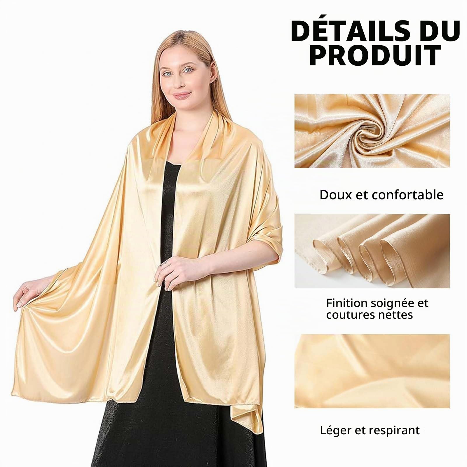 VIDSTM Mousseline de Soie Etoles Femme 200 * 70CM Foulards Femme Doux et Agréable pour la Peau Rouge Etole Femme Chic Peut être Associé à des Robes de Soirée, des Robes de Mariée
