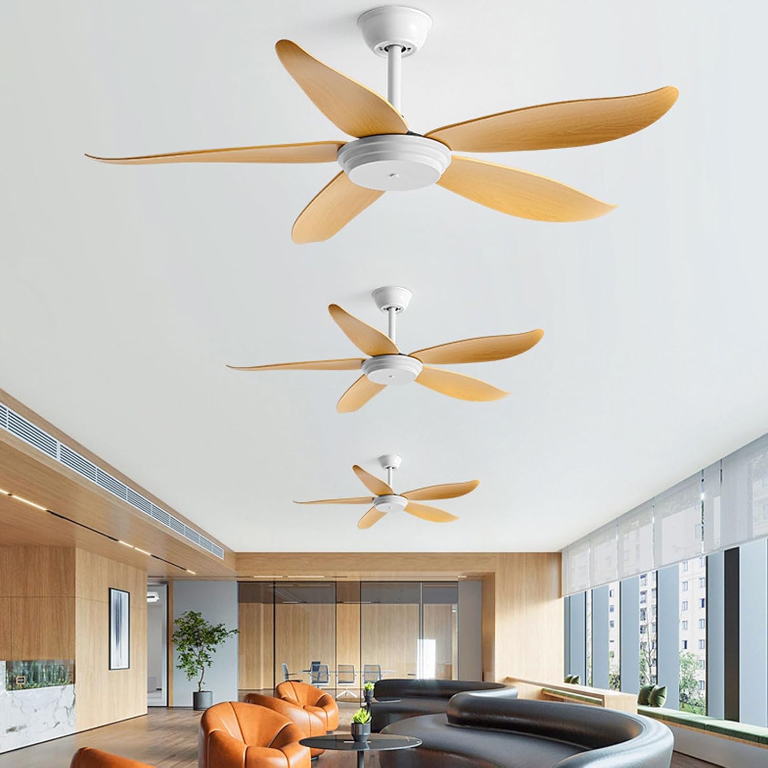 Modern Ceiling Fan No Light Indoor Quiet Ceiling Fans With Remote Control, 5 Blades, 6-Speed, Reversible DC Motor Ceiling Fan Without Lights For Bedroom Patios Living Room Garage