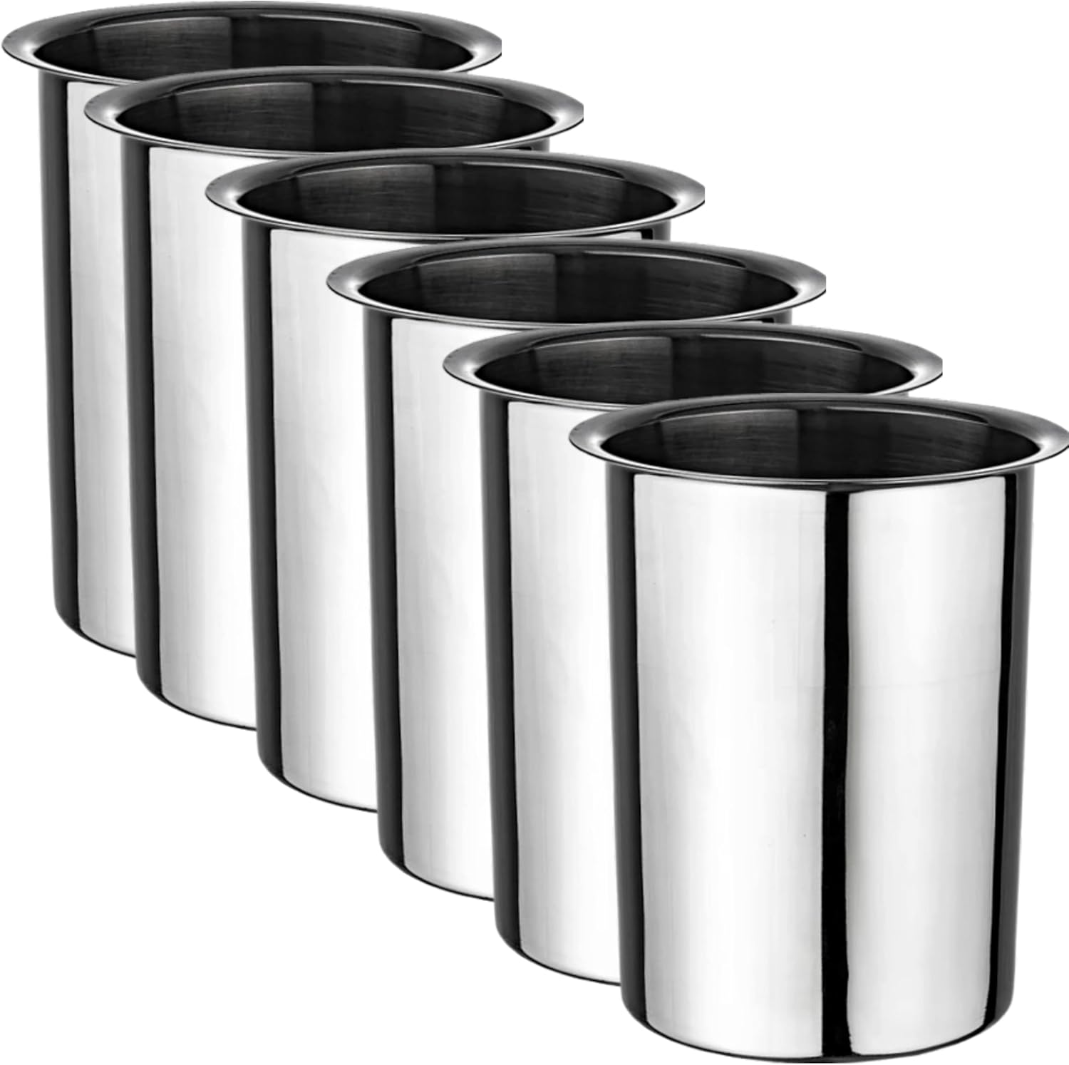 (Pack of 6) 2 Quart Stainless Steel Bain Marie Pot | 6-3/4" x 4-3/8" Heavy-Duty Pot for Warm & Cold Foods, Sauces, Soups, or Kitchen Utensil holder(6, 2 Qt.)