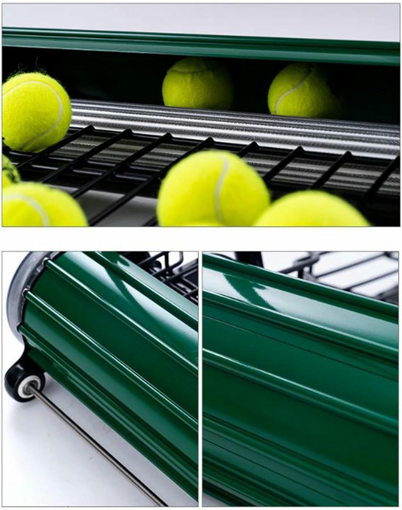 Carrello per raccogliere palline da tennis, con spinta manuale, attrezzatura per raccogliere palline, contiene fino a 290 palline