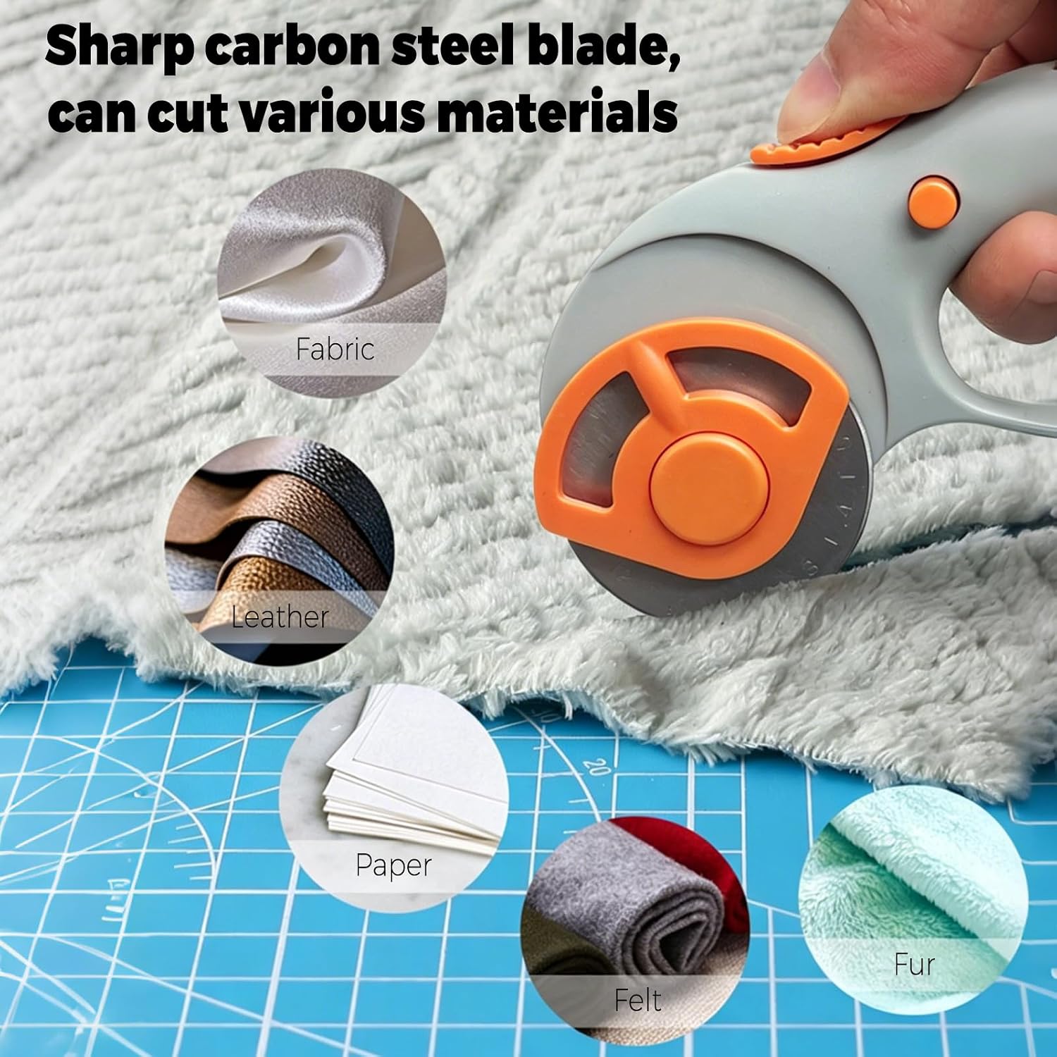 Rotary Cutter for Fabric with Safety Lock,Fabric Cutter Rotary Tool with Ergonomic Classic Comfort Loop for Crafting Sewing Quilting 45mm