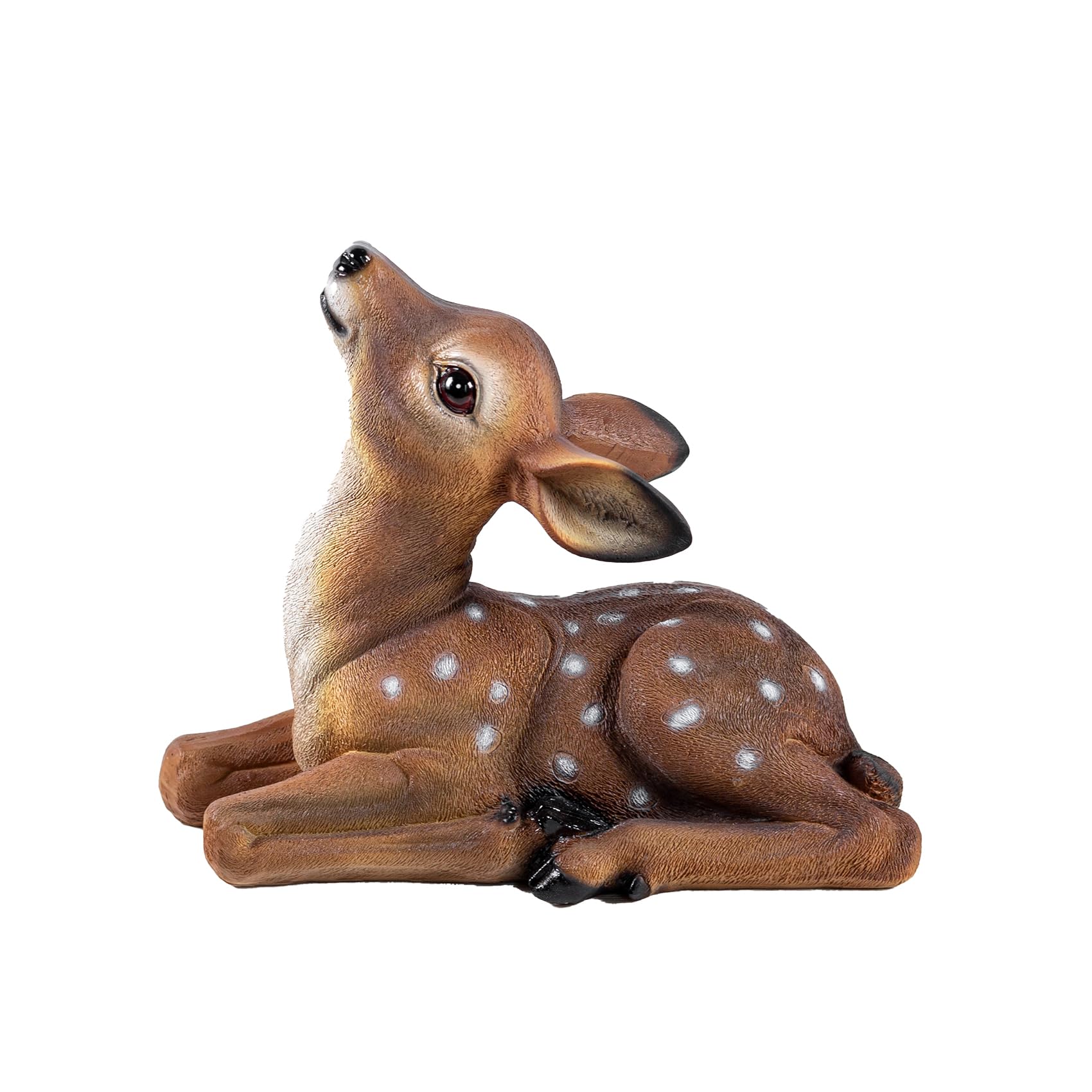 SHAODIE Deer Garden Statue, Outdoor Resin Sculpture, Deer Decoy Brown with White Spots, 8.2 x 9.45 x 5.1 inches Yard Lawn Decor Deep Forest Deer