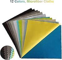 Vista 2 de Fu Store Paquete de 12 paños de limpieza de microfibra de colores surtidos, paño de microfibra de 6 x 7 pulgadas, ideal para limpiar lentes