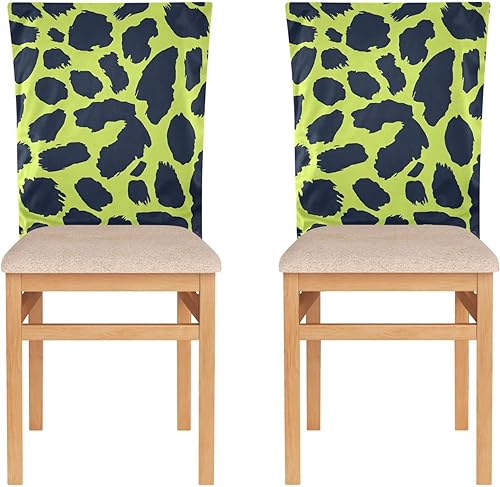 Miniatura 2 de Leopard Print Lime Green and Navy Blue Decorative Chair Protectors for Bedroom Removable Seat Covers for Dining Chairs cubre sillas para comedor Set