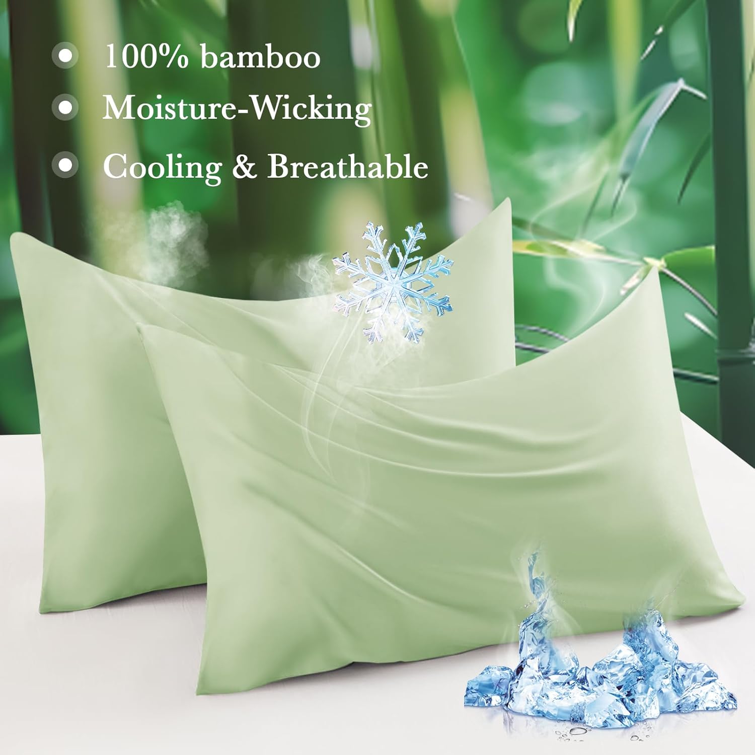 Curved Pillow Case Queen Size, Side Sleeper Pillow Cases Cover Cooling Rayon Derived from Bamboo with Zipper for hot Sleepers Hair and Skin, Breathable Silky Soft Pillowcase 1 Pack 20 * 30 Inches
