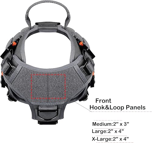 Miniatura 7 de ICEFANG Arnés táctico para perro con 4 hebillas de metal, chaleco, equipo para transportar carga, ligero y modular para perro con asa, sin correa de