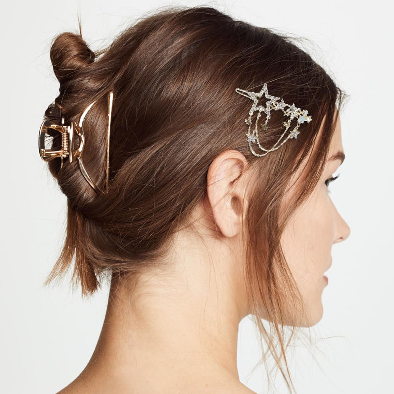 FRCOLOR Star Hair Clips, 2pcs Silver Chinese Hair Clips Dangle Tassels For Women Girls