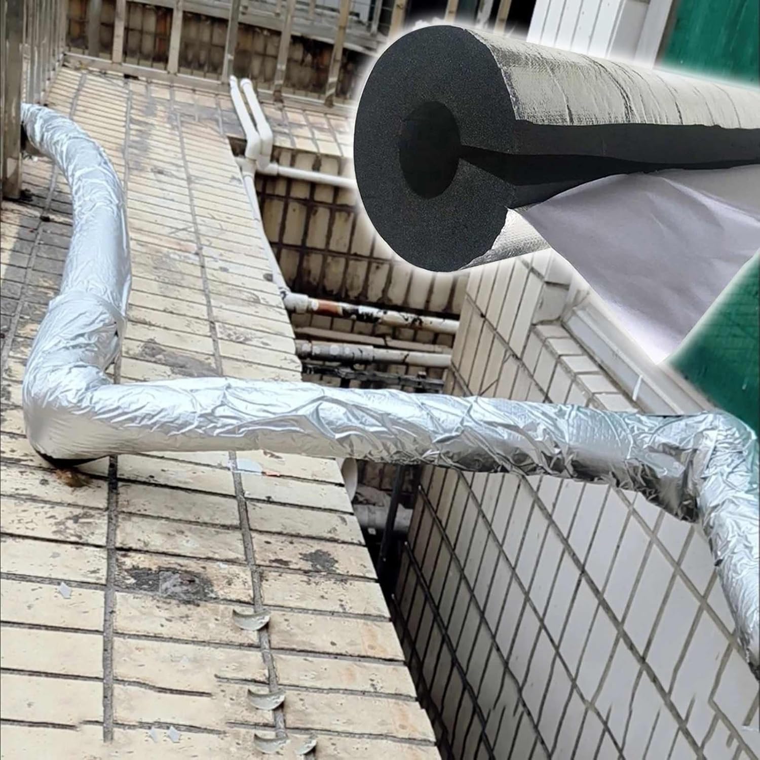 Pipe Insulation Foam Tubing - Outdoor Antifreeze Insulation for Water Pipes - Fits 7/8 to 4-1/2 Diameter - Durable Lagging Wrap for Freezing Protection