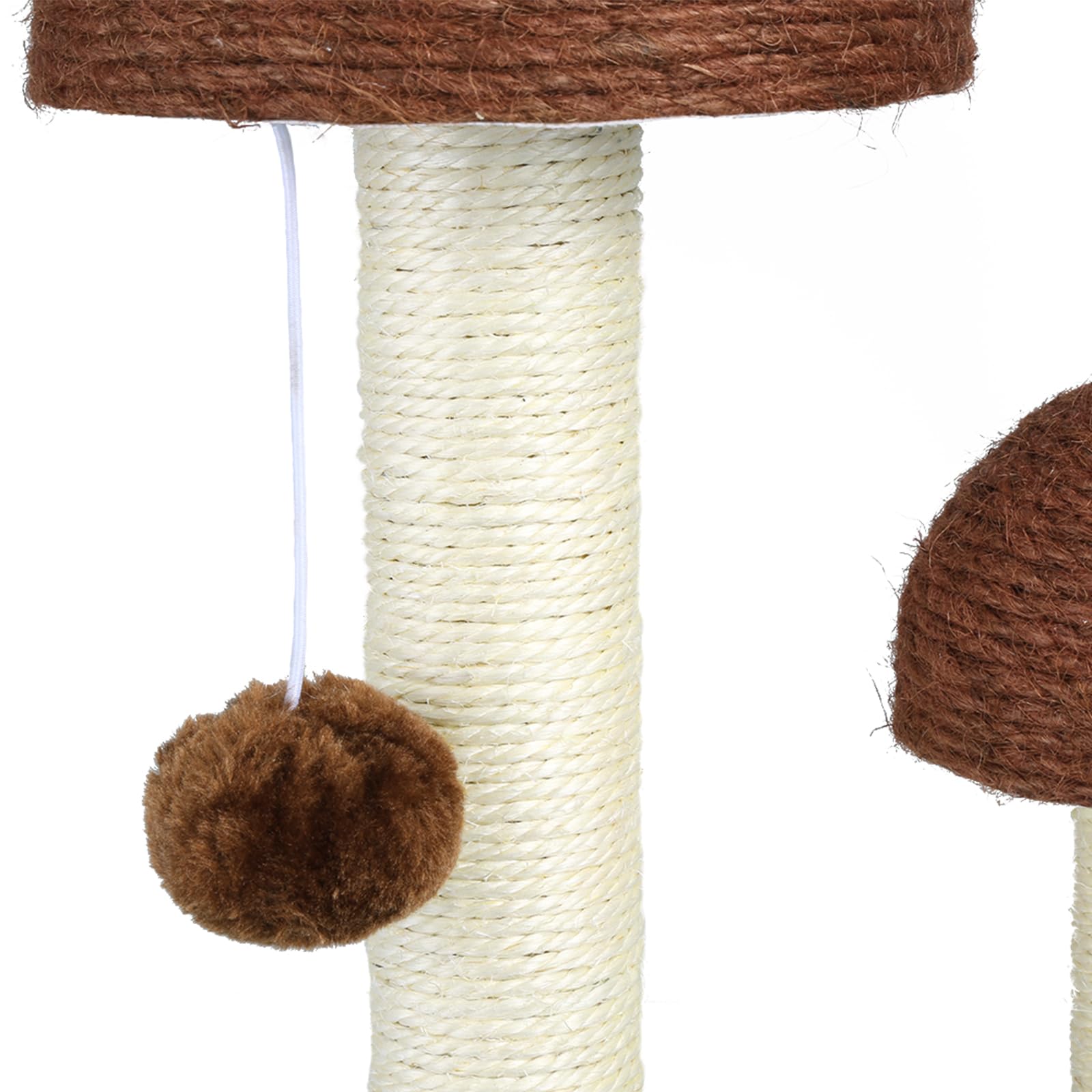 Arbre a Chat Fleur avec Gros Griffoir, Griffoir Chat Poteau Sisal à Griffer en Forme de Champignon pour Chaton Marron 47cm-30 * 30 * 47cm