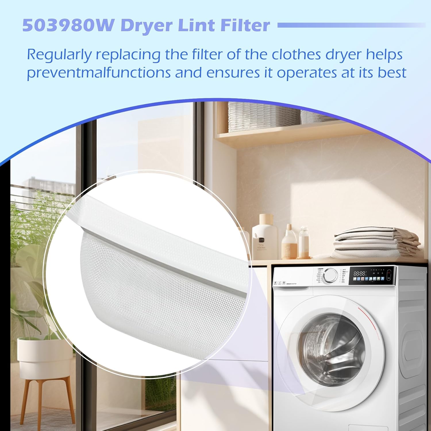 503980W Dryer Lint Filter, Compatible with Speed Queen Amana Alliance Laundry Systems, Replaces AP6329015 PD00042786 TU21443 D503980W 503980, Mesh Vent Screen