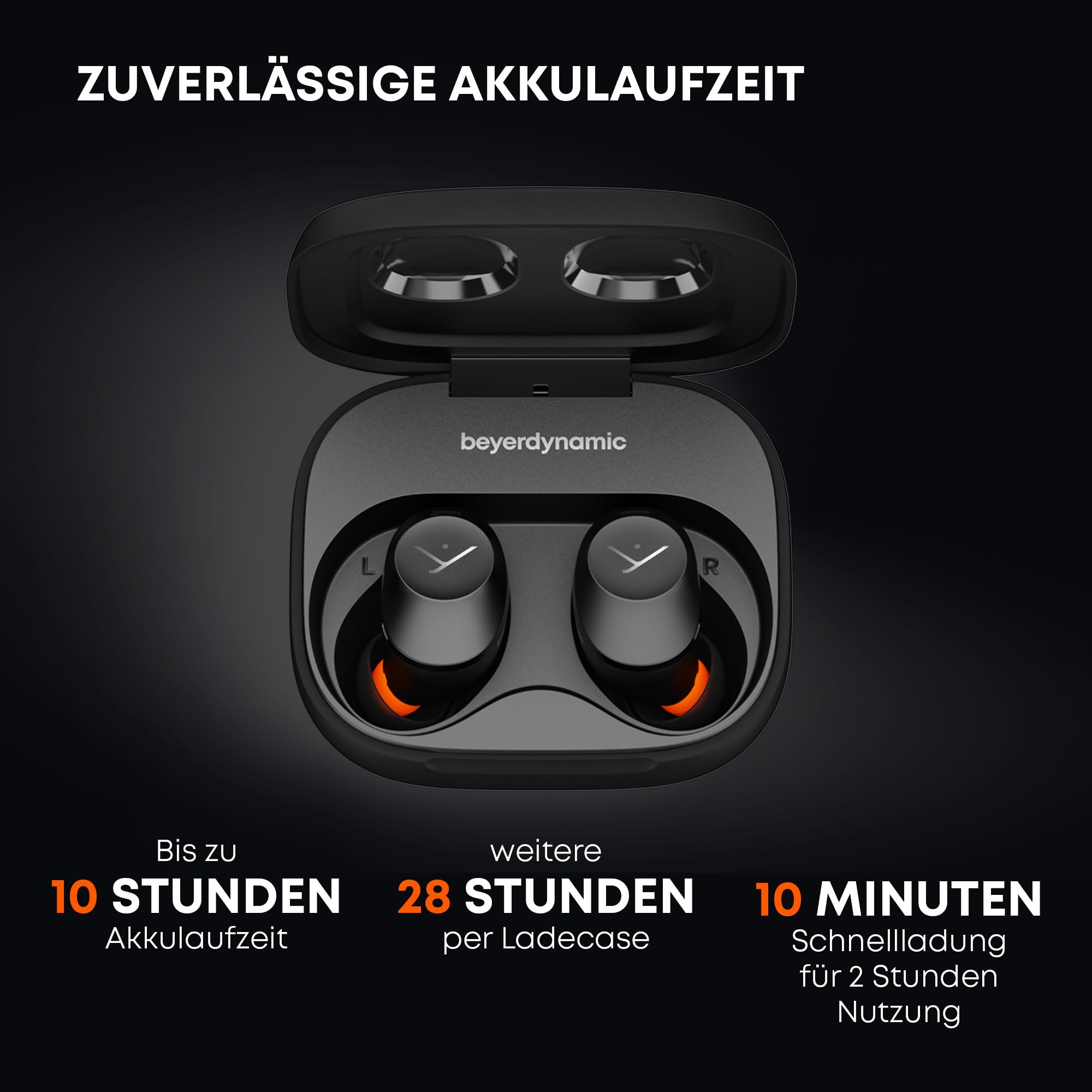 beyerdynamic AMIRON 300 True Wireless Kopfhörer mit aktiver Geräuschunterdrückung und Transparency Modus, Earbuds in schwarz, Bluetooth In-Ear, 38 Stunden Akkulaufzeit