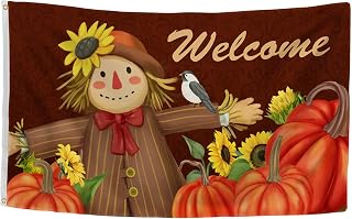 Hello Fall Flag House Yard Garden Outside Hanging Flag Welcome Autumn Harvest Decoration Farmhouse Thanksgiving Decor Flag 3x5 Ft with Barss Gromments