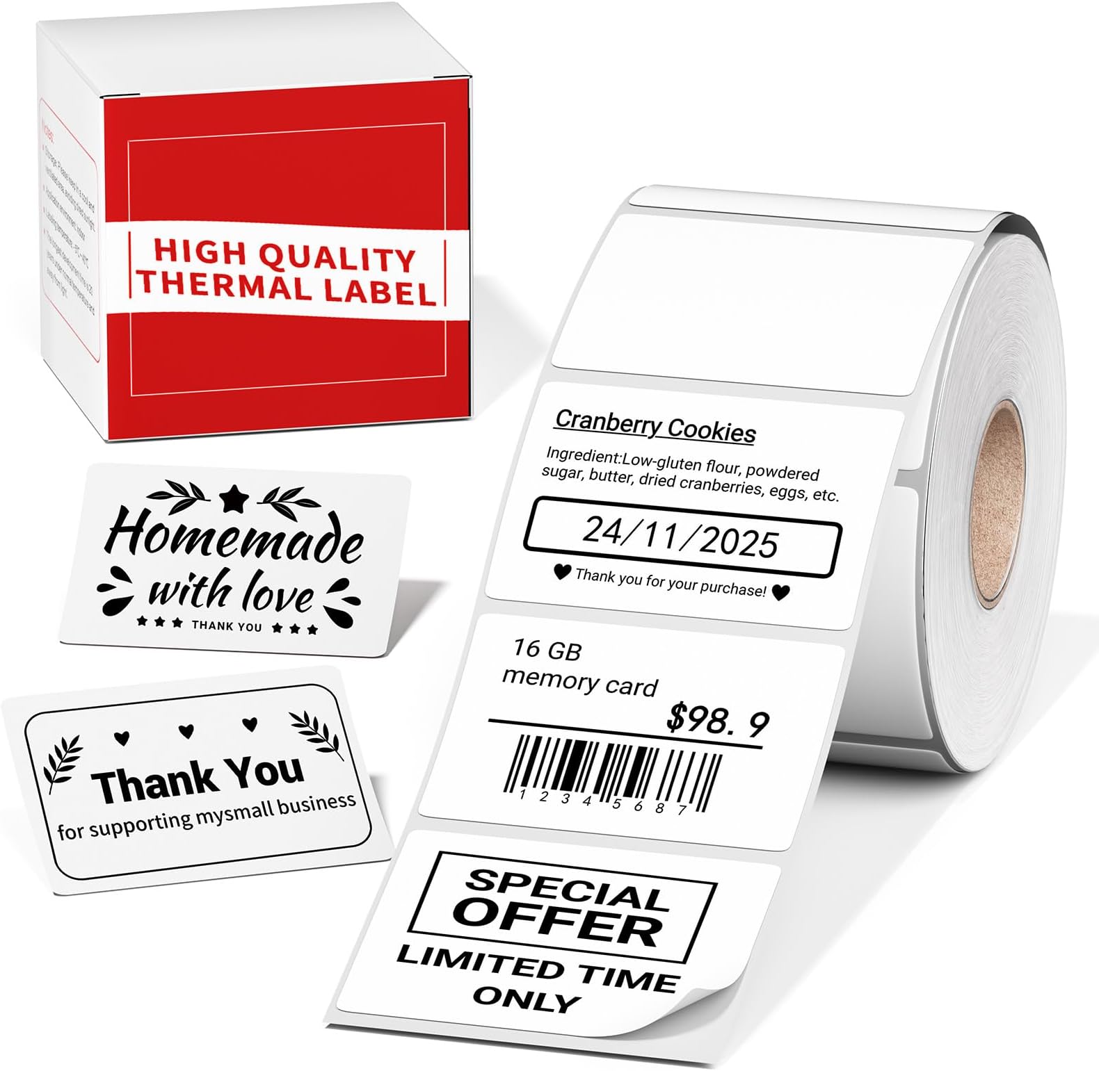M100 M110 Thermal Labels 1.57"x1.18" (40x30mm), for M100/ M110/ M220/ M221/ M250/ M260 Label Maker, Compatible with Phomemo Labels, Original Refills, Waterproof White Sticker for Office/Business/Home
