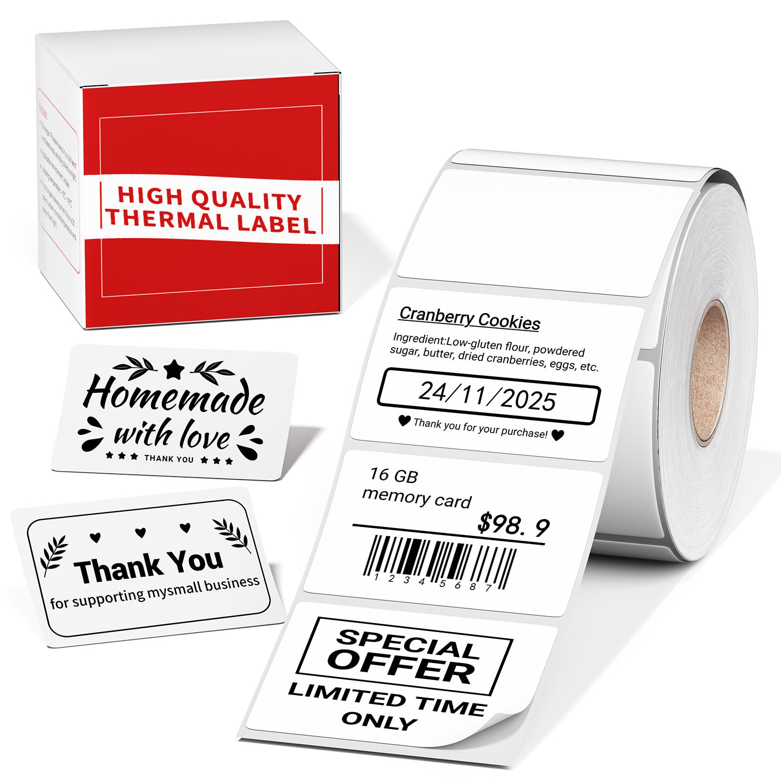 M100 M110 Thermal Labels 1.57"x1.18" (40x30mm), for M100/ M110/ M220/ M221/ M250/ M260 Label Maker, Compatible with Phomemo Labels, Original Refills, Waterproof White Sticker for Office/Business/Home