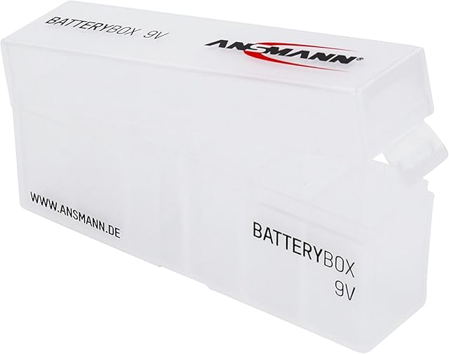 ANSMANN Pudełko na baterie blokowe 9 V i baterie  praktyczne pudełko na baterie do ochrony i transportu na 6 akumulatorów  pudełko na baterie i pudełko na baterie do przechowywania