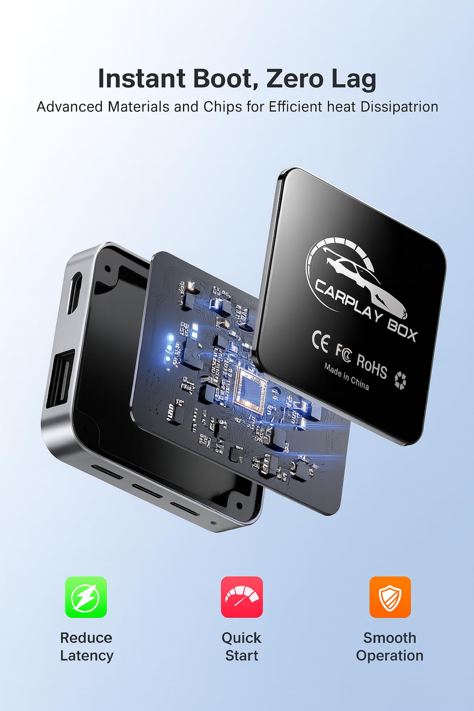 AI Box – bezprzewodowy adapter CarPlay i Android Auto | dwuzakresowe WiFi | Wyjście HDMI 4K | System Android 12.0 | Bluetooth 5.0 | 4 GB+32 GB | Plug & Play dla pojazdów OEM CarPlay