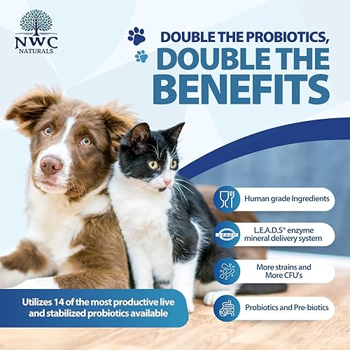 Miniatura 5 de NWC Naturals Total-Biotics, probióticos para gatos y perros para la salud digestiva con prebióticos, probióticos sin sabor para perros y gatos,