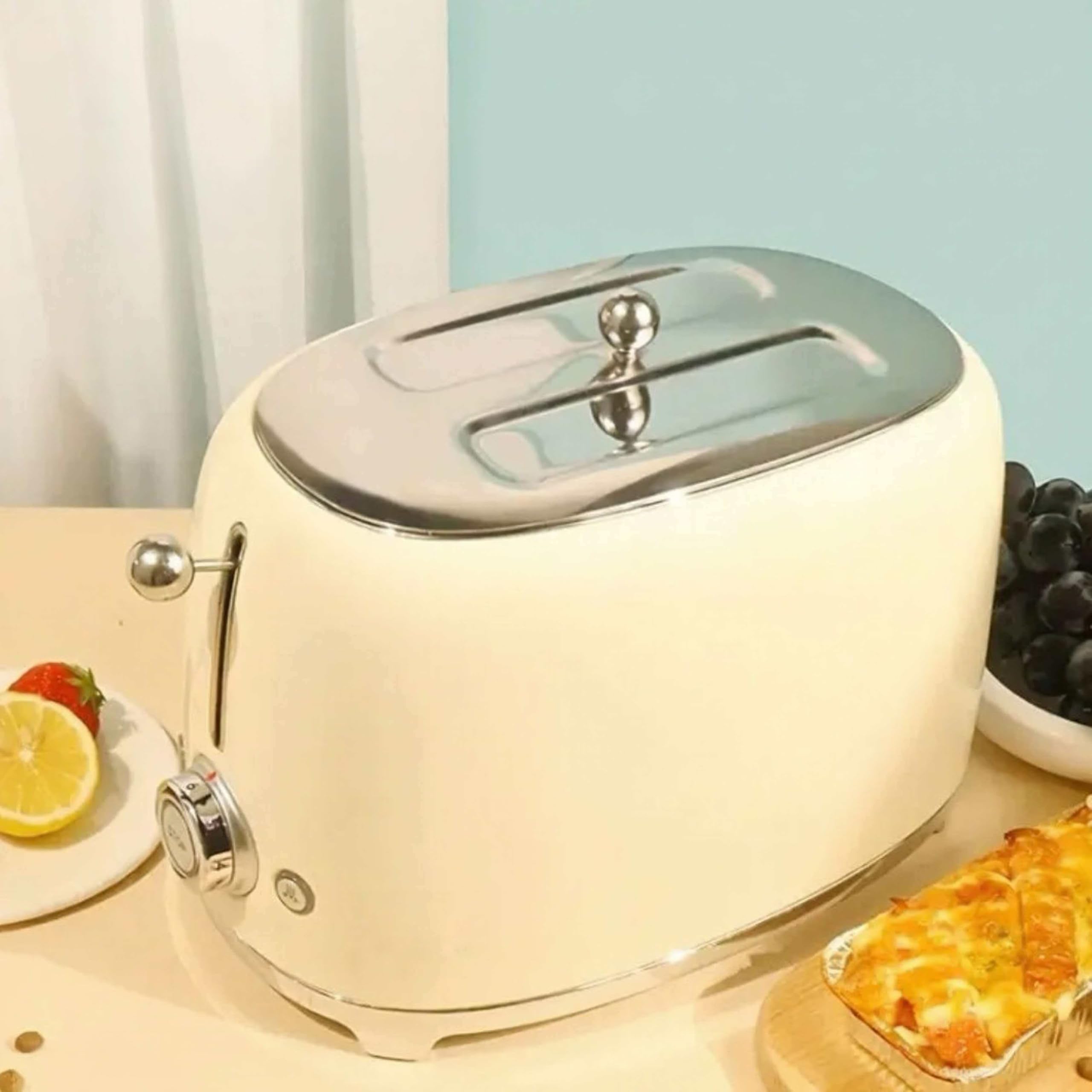 Cache-poussière compatible avec grille-pain SMEG TSF01, acier inoxydable, finition polie, forme ovale