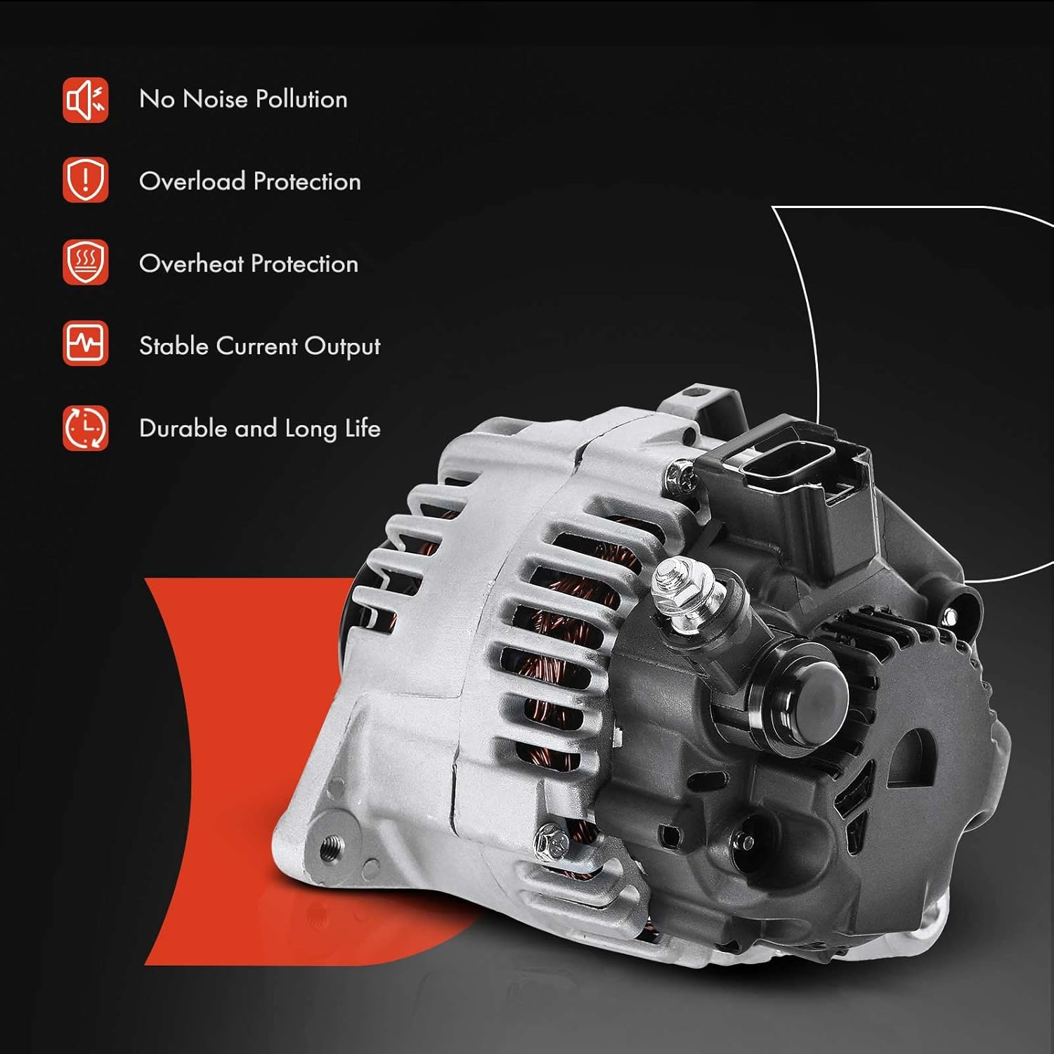 A-Premium Alternator Compatible with Hyundai & Kia Models - 05-06 Optima Santa Fe Magentis, 2005 Sonata, 05-10 Sportage, 05-08 Tiburon, 05-09 Tucson - V6 2.7L - 12V 120A CW 6-Groove Pulley