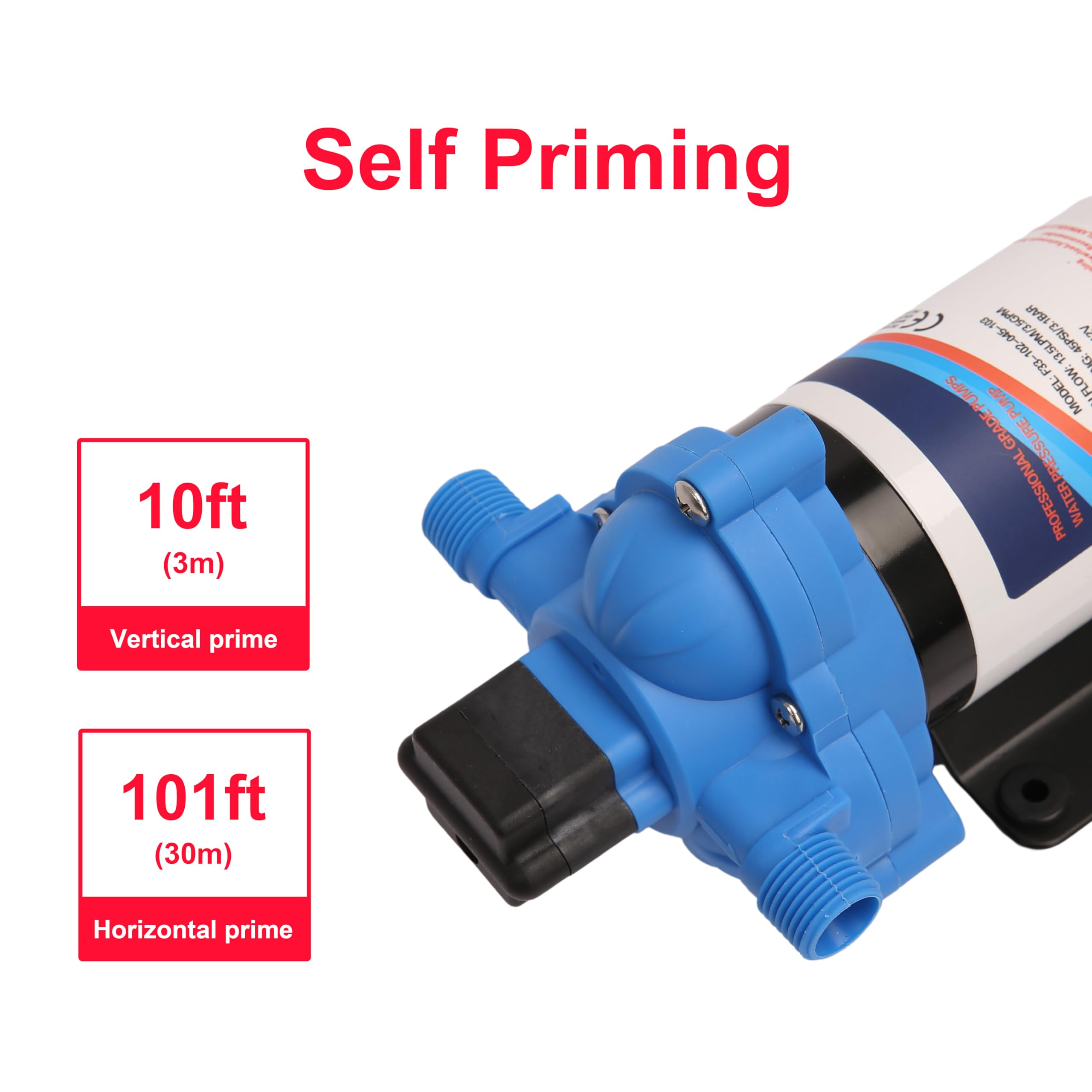 Marine Fresh Water Pump 12V RV Water Pump 2088-422-144 - 45 PSI 3.3 GPM Diaphragm Pump For Marine & Camping Use Small Water Pump - View #3
