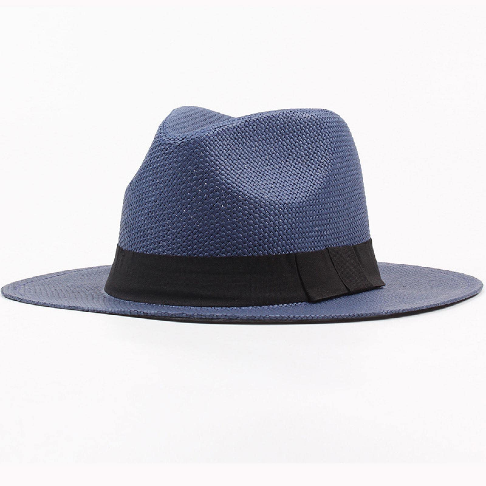 Cappello da sole Cappello di paglia Cappello da spiaggia Uomo Donna Cappello di paglia a fascia nera Cappello fedora a tesa piatta Cappello uomo Donna Cappello da sole a tesa larga Cappello da spiagg