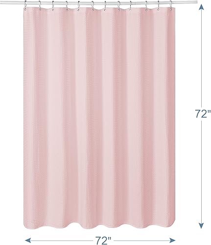Miniatura 7 de AmazerBath Cortina de ducha de punto gofre, cortina de ducha de tela rosa rubor con tejido de gofre, cortinas de ducha de baño de calidad de hotel,