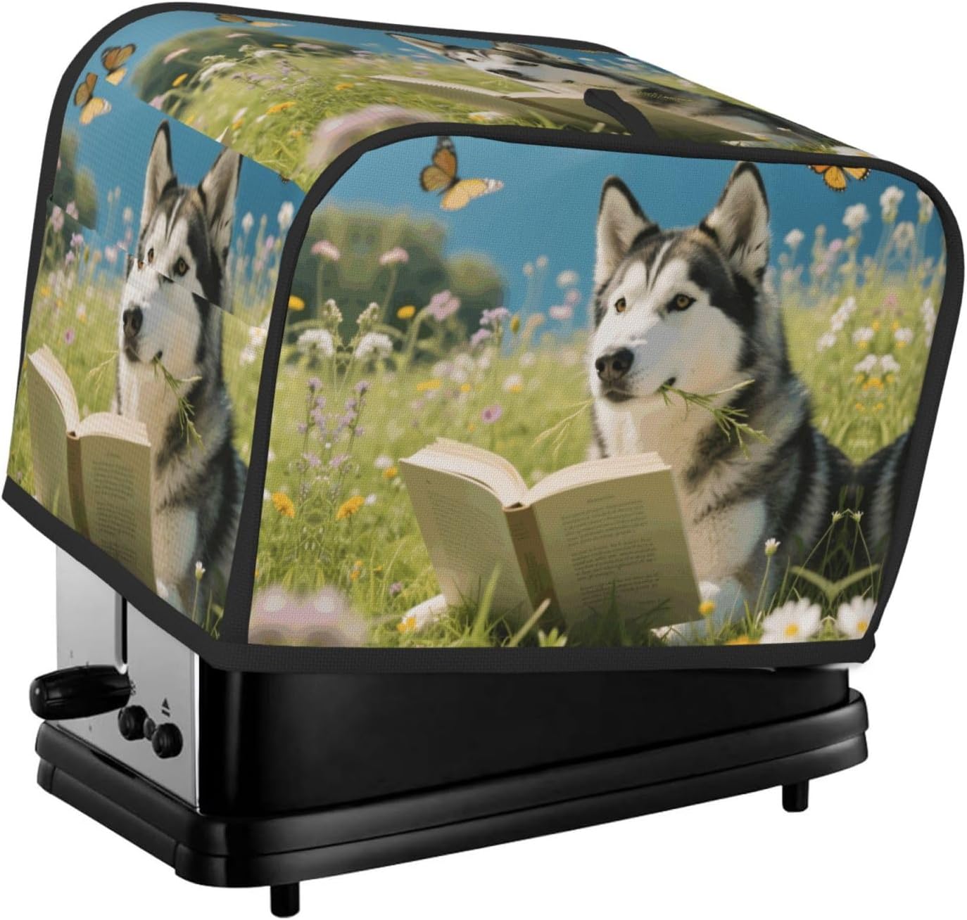 Inspired Dog Toaster Cover 2 Slice, Waterproof Bread Machine Covers with Pockets Universal Size Kitchen Small Appliance Cover with Handle, Dust and Fingerprint Protection