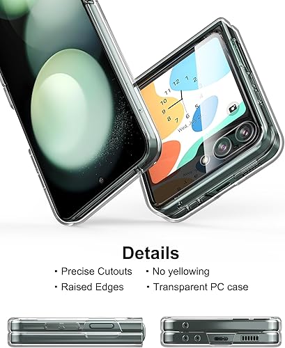 Miniatura 5 de Foluu Funda transparente para Samsung Galaxy Z Flip 5 con protector de pantalla integrado, a prueba de golpes, con ventana de pantalla despejada,