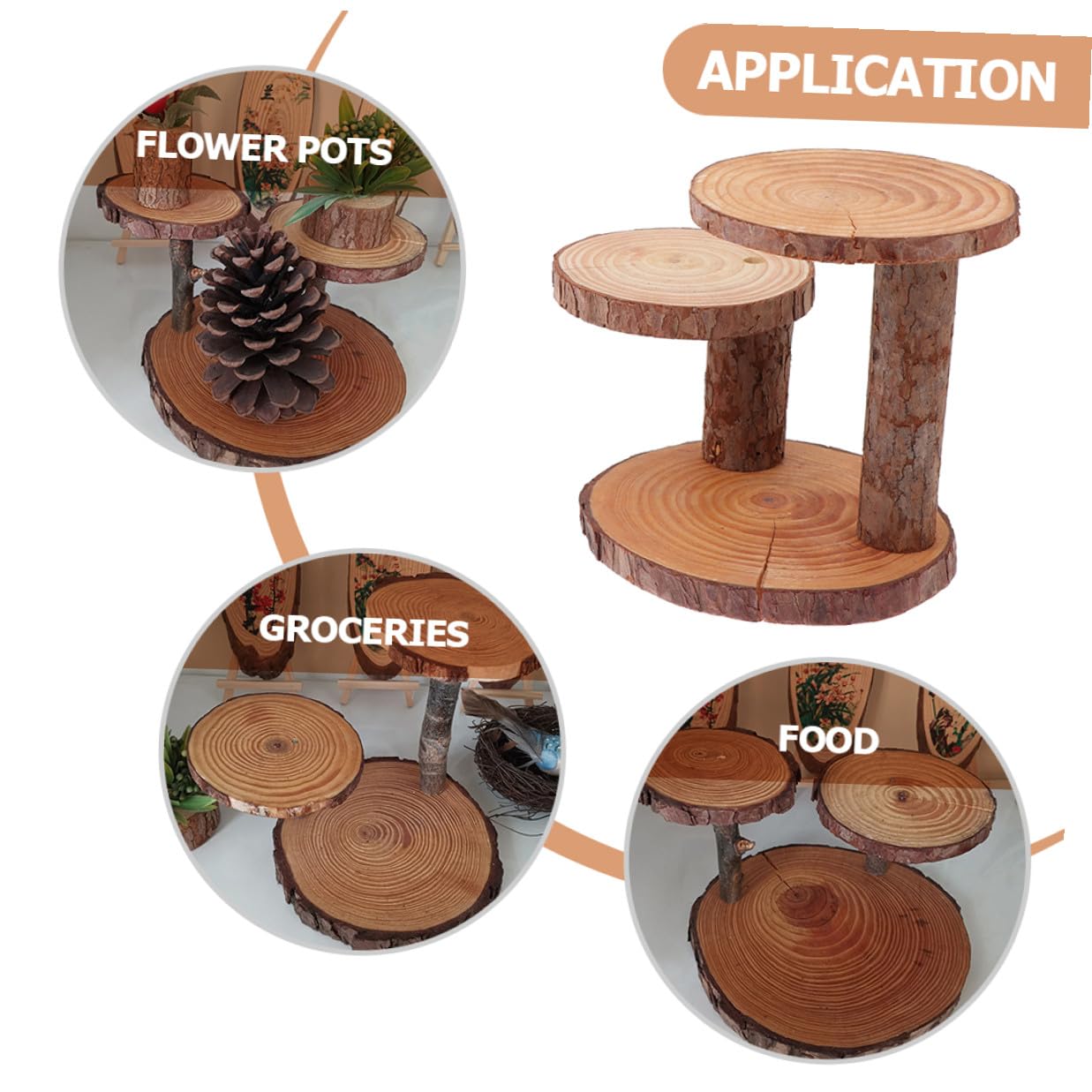 Soporte de Madera para Cupcakes y Pasteles de 3 Niveles Bandeja Rústica para Postres y Frutas Exhibidor Multiusos para Bodas Fiestas y Decoración de Mesa