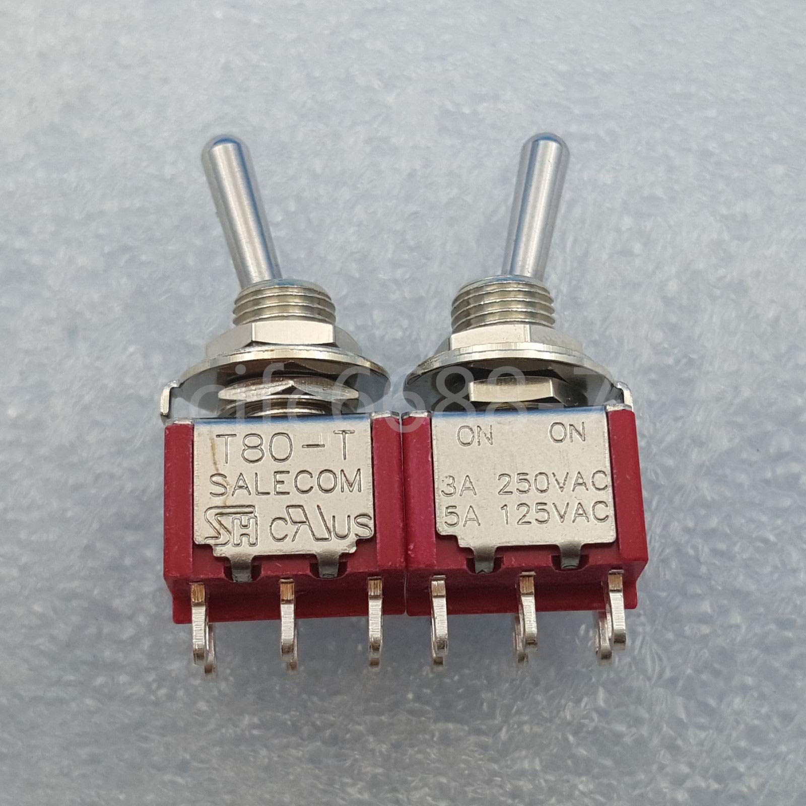 5 Pack DPDT Es ON-ON Latching 5A 5-Pack SALECOM T8011 6-Pin DPDT Es - ON-ON Latching, 5A Rating Mini Toggle Switch