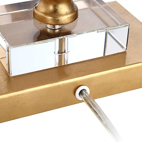 Miniatura 6 de Vienna Full Spectrum Valerie Modern Glam - Lámpara de mesa de lujo de 28 pulgadas de alto, cristal transparente dorado, tela blanca, pantalla