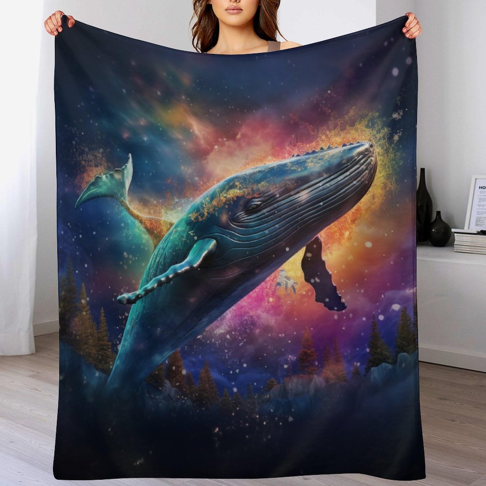 Whale Fleece Blanket Plush Throw Blanket Fuzzy Soft Blanket Flannel for Couch, Bed, Sofa Ultra Luxurious Warm And Cozy for All Seasons（140×180cm）
