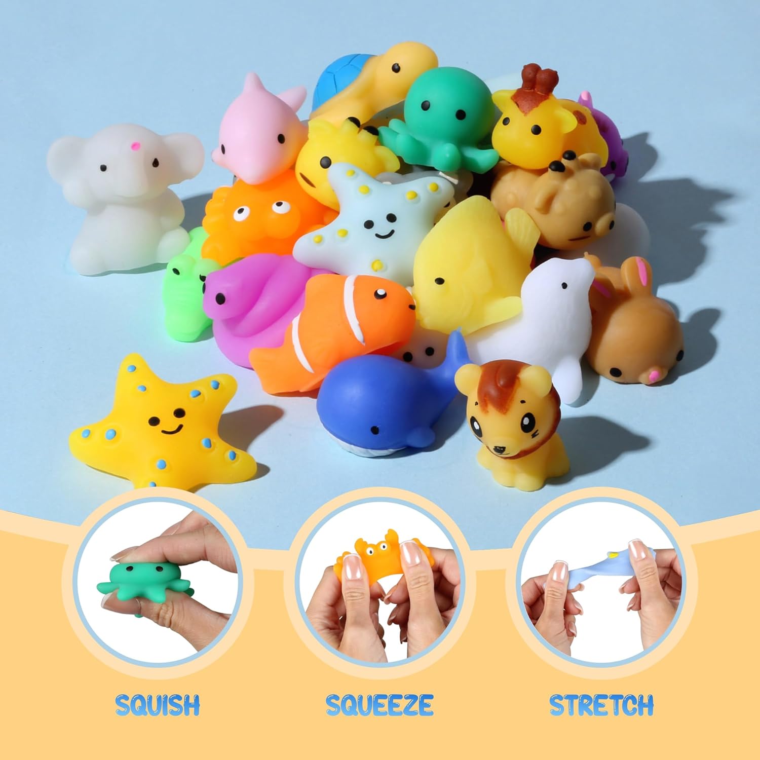Mystery Pack Mochi Squishy Toys 80pcs – Bulk Value | Individual Blind Bag Fidget Toys | Interactive Box & Storage Tote | Sensory Toys, Party Favors, Classroom Prizes