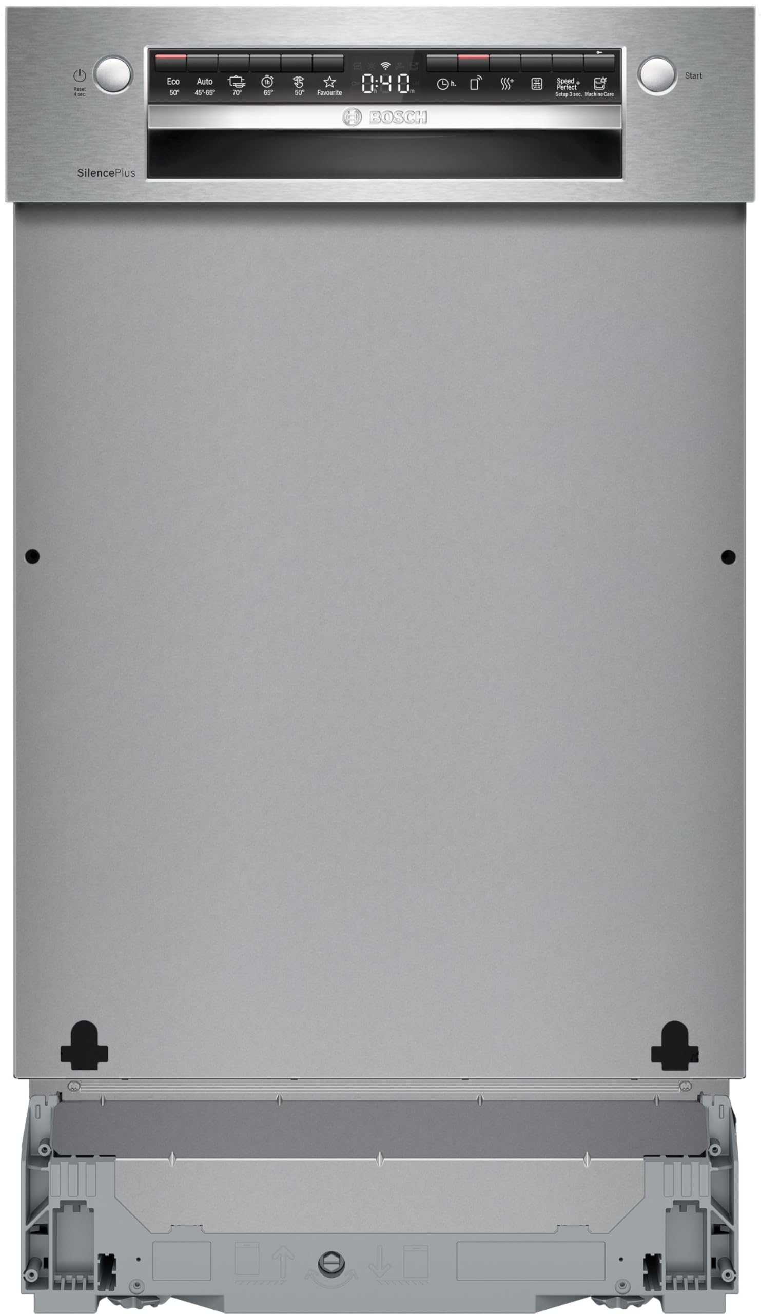 Bosch SPI4HMS13E Series 4 - Dishwasher, Built-in, Silence Plus | 45 cm, Brushed steel, 3-height adjustable upper basket, Extra drying option, VarioFlex basket & Vario Slimline drawer