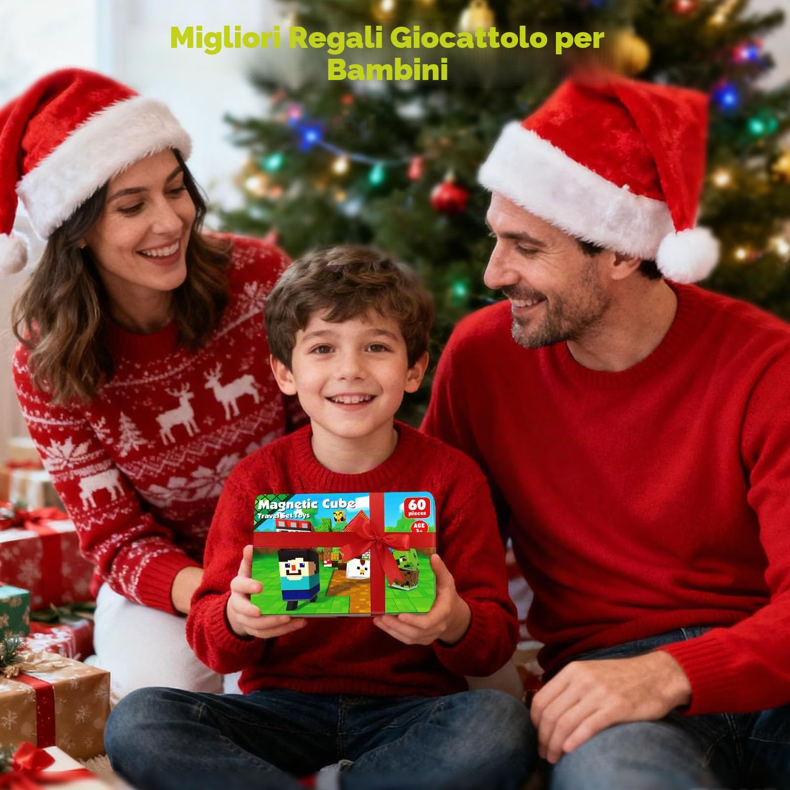 Costruzioni Magnetiche per Bambini da Viaggio 60 Pezzi con Scatola Metallica Portatile Cubi Magnetici Adatti per Giocare in Silenzio in Aereo e in Macchina Giocattolo STEM Regalo Montessori da 3+ Anni