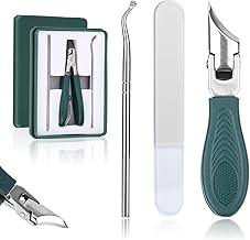 3pcs Ingrown Toenail Clippers Set, Eptchn Professional Slanted Beveled Eagle Beak Nail Clippers with File & Tear Tool for Thick Nails & Seniors (Green)