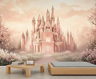 Fairy Tale Castle Wall Mural, Romantic Princess Castle 3D Wall Mural, Fa...