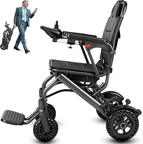Sillas de ruedas eléctricas para adultos, ligeras y plegables, solo 36 libras, silla de ruedas eléctrica compacta plegable, 12 millas de largo