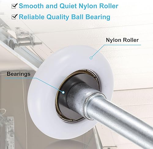 Miniatura 24 de uxcell 2 rodillos de nailon para puerta de garaje de 1.8 pulgadas para pista de garaje de 2 pulgadas, ruedas de puerta de garaje silenciosas de Azul