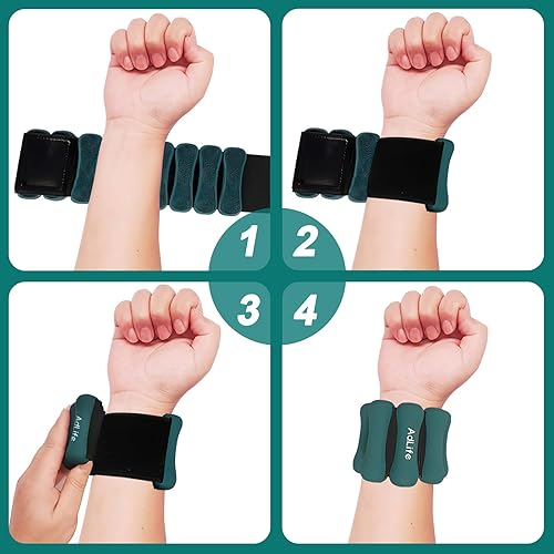 Miniatura 5 de ADLIFE 2lbs Adjustable Pilates Wrist Ankle Weights for Women, Silicone Wearable Arm Leg Weights Set of 2 (1lb Each) for Working out, Waterproof