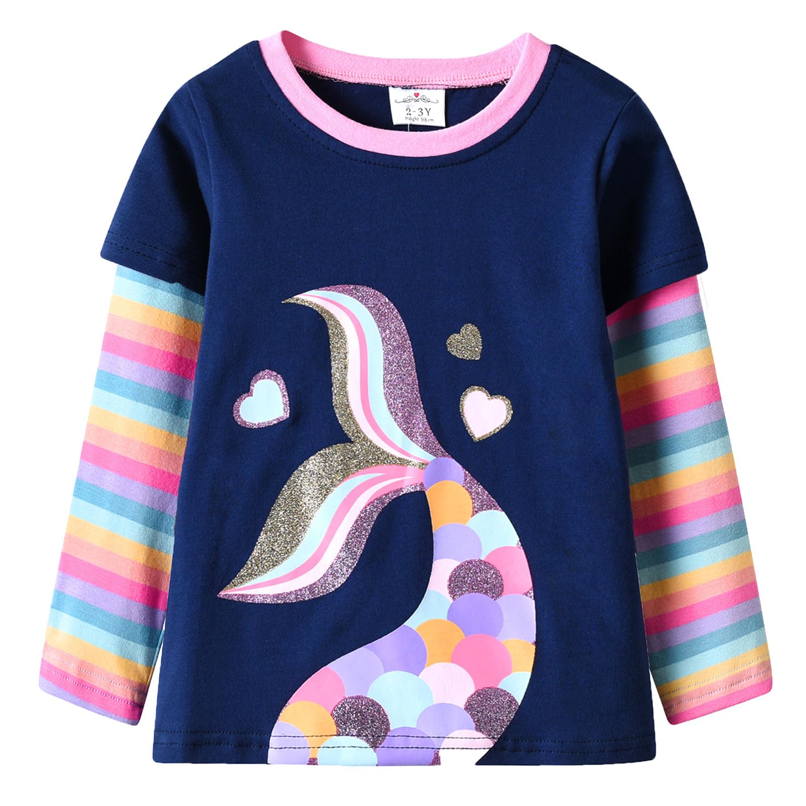 VIKITA Little Girls T-Shirt Long Sleeve Top Colorful Flower Cotton Shirt 2-8 Years — view 11