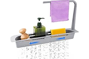 NiHome Telescopic Sink Rack Holder: Expandable Storage Solution for Kitchens and Bathrooms
