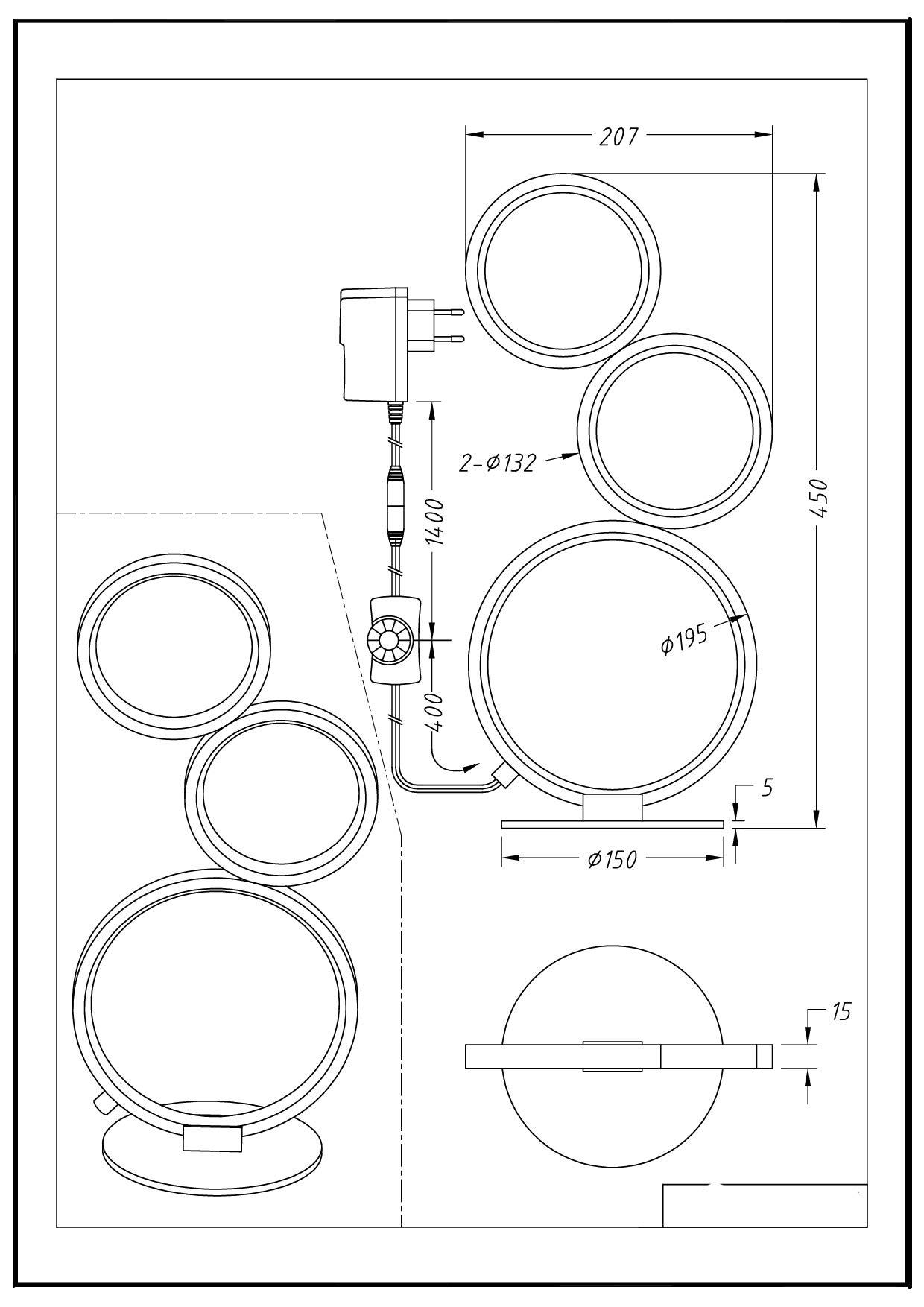 LED Tischleuchte Sina schwarz matt Metall, stufenlos dimmbar über Schnurschalter, 17W, Höhe 45 cm, Breite: 20.7 cm, Tiefe: 15 cm